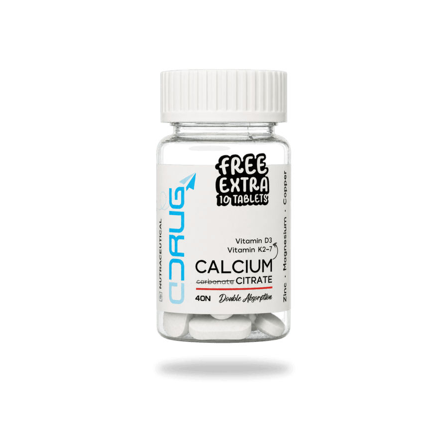 Calcium Citrate Tablets 40N, with Zinc, Magnesium, Copper, Vitamin D3 & Vitamin K2-7. With Free 10 Tablets.